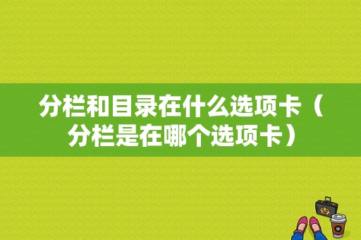 分栏和目录在什么选项卡（分栏是在哪个选项卡）