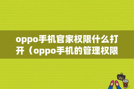 oppo手机官家权限什么打开（oppo手机的管理权限在哪里设置）