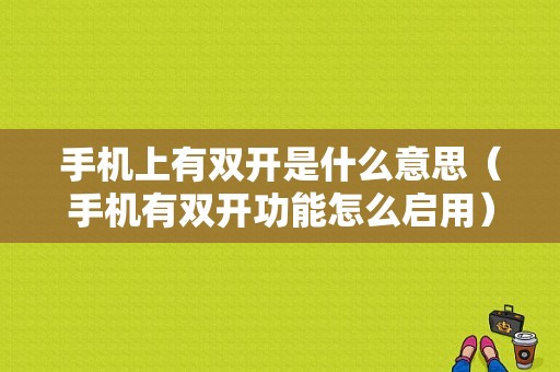 手机上有双开是什么意思（手机有双开功能怎么启用）