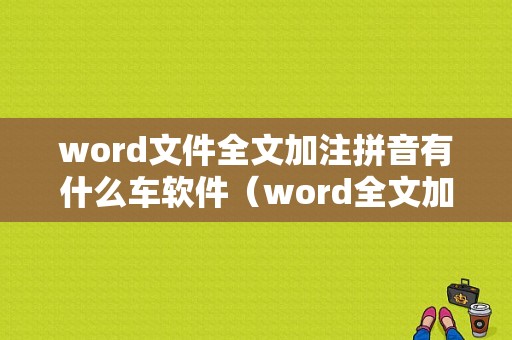 word文件全文加注拼音有什么车软件（word全文加拼音快捷方式）