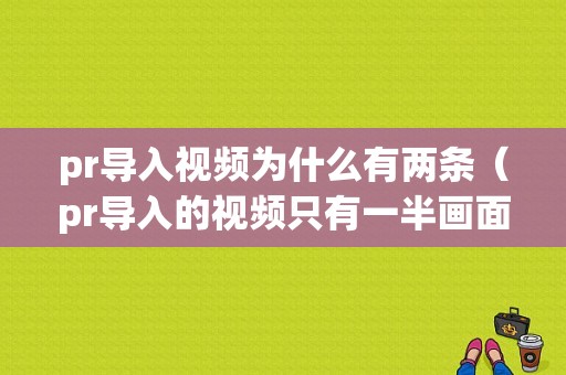 pr导入视频为什么有两条（pr导入的视频只有一半画面）