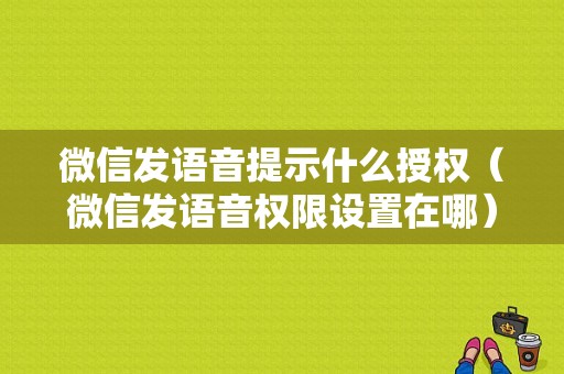 微信发语音提示什么授权（微信发语音权限设置在哪）