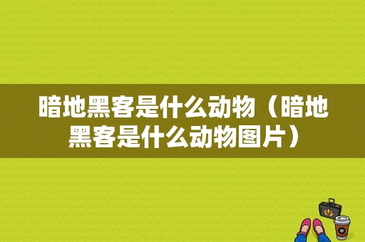 暗地黑客是什么动物（暗地黑客是什么动物图片）