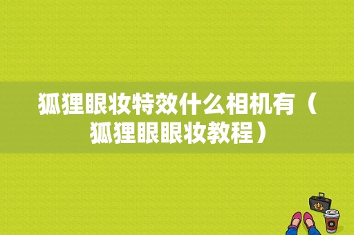 狐狸眼妆特效什么相机有（狐狸眼眼妆教程）