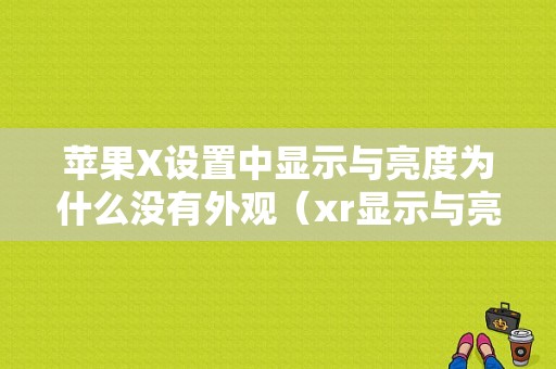 苹果X设置中显示与亮度为什么没有外观（xr显示与亮度里没有外观）