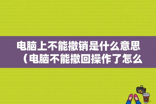 电脑上不能撤销是什么意思（电脑不能撤回操作了怎么弄）