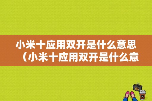 小米十应用双开是什么意思（小米十应用双开是什么意思呀）